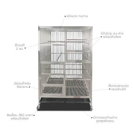 กรงนกสแตนเลส PAWRADISE SIZE L ขนาด : 94 X 94 X 157 CM._3